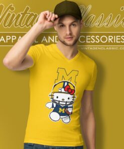 Michigan Wolverines Hello Kitty V Neck TShirt
