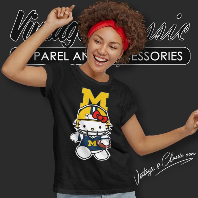 Michigan Wolverines Hello Kitty Women T Shirt Michigan Wolverines Hello Kitty Women T Shirt