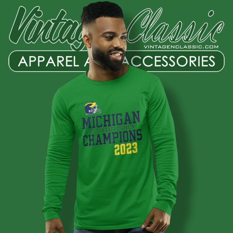Michigan Wolverines Helmet Big Ten East Champions 2023 Long Sleeve Tee Michigan Wolverines Helmet Big Ten East Champions 2023 Long Sleeve Tee