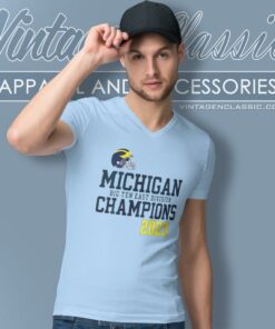 Michigan Wolverines Helmet Big Ten East Champions 2023 V Neck TShirt