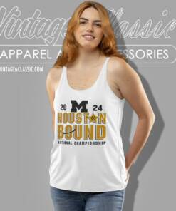 Michigan Wolverines Houston Bound Cfp 2024 National Championship Tank Top Racerback