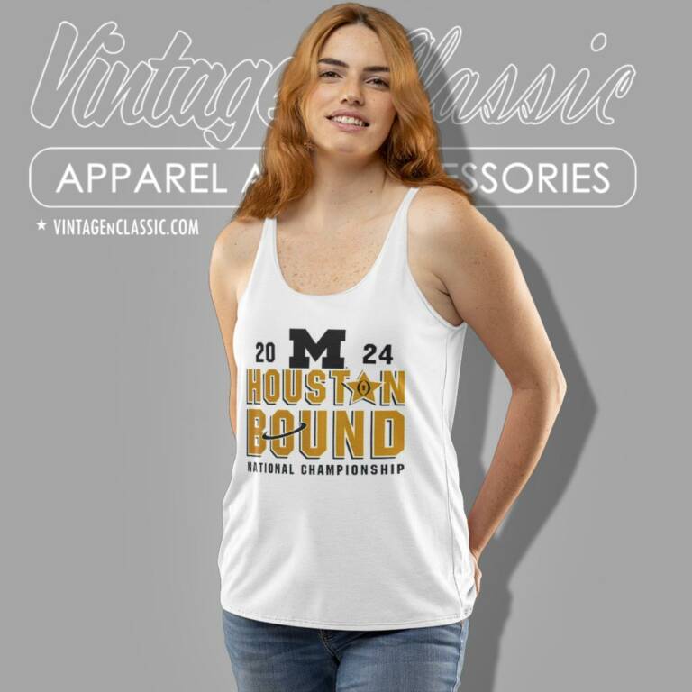 Michigan Wolverines Houston Bound Cfp 2024 National Championship Tank Top Racerback Michigan Wolverines Houston Bound Cfp 2024 National Championship Tank Top Racerback