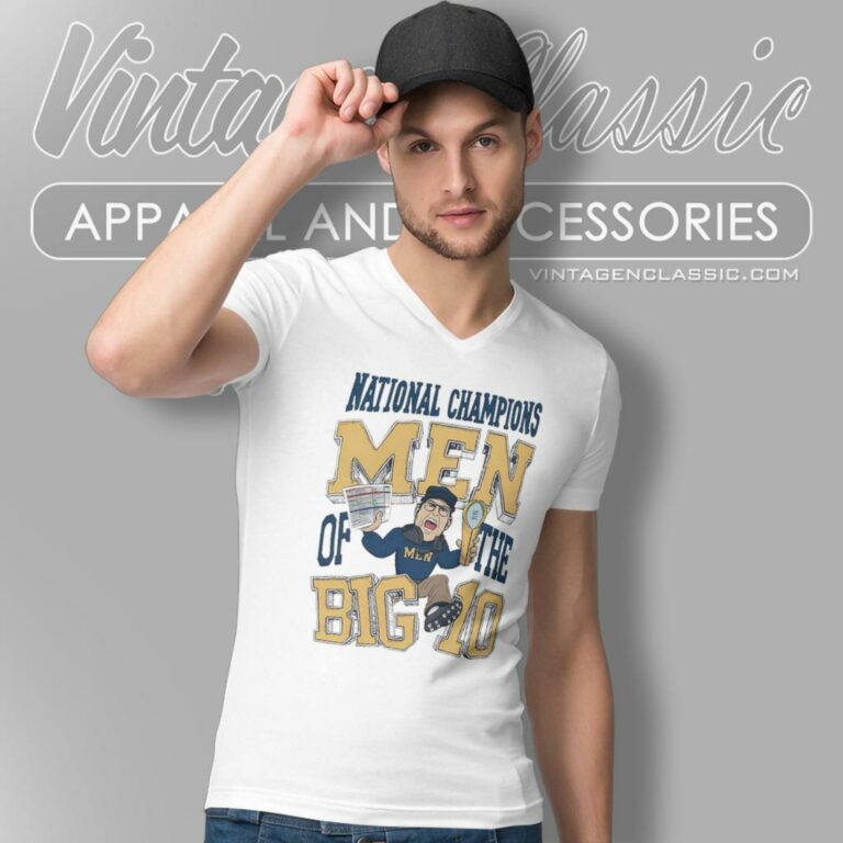 Michigan Wolverines Jim Harbaugh National Champions Men Of The Big Ten V Neck TShirt Michigan Wolverines Jim Harbaugh National Champions Men Of The Big Ten V Neck TShirt