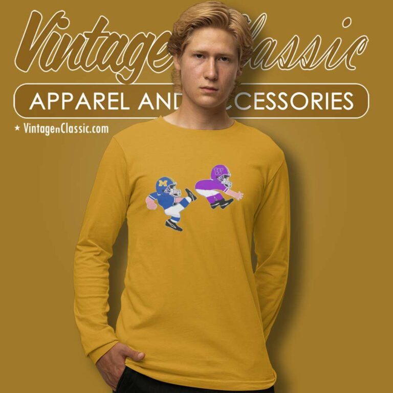 Michigan Wolverines Kicks Washington Huskies Long Sleeve Tee 1 Michigan Wolverines Kicks Washington Huskies Long Sleeve Tee 1
