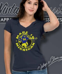 Michigan Wolverines Made In Michigan Made In Detroit V Neck TShirt 1