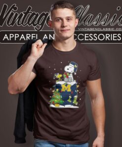 Michigan Wolverines Merry Christmas Snoopy Woodstock T Shirt