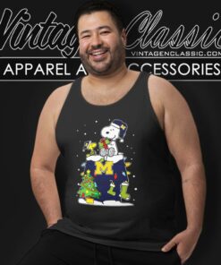 Michigan Wolverines Merry Christmas Snoopy Woodstock Tank Top Racerback