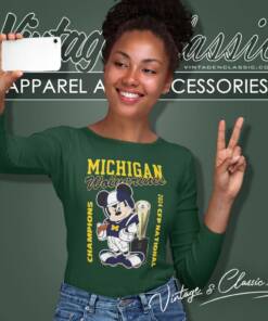 Michigan Wolverines Mickey Mouse 2024 Cfp National Champions Long Sleeve Tee