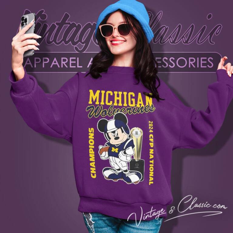 Michigan Wolverines Mickey Mouse 2024 Cfp National Champions Sweatshirt Michigan Wolverines Mickey Mouse 2024 Cfp National Champions Sweatshirt