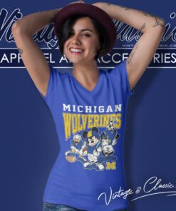 Michigan Wolverines Mickey Mouse Donald Duck Goofy V Neck TShirt