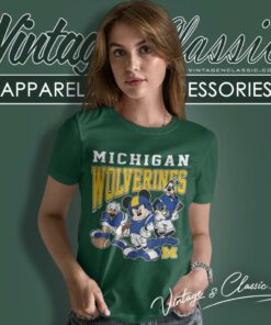 Michigan Wolverines Mickey Mouse Donald Duck Goofy Women T Shirt