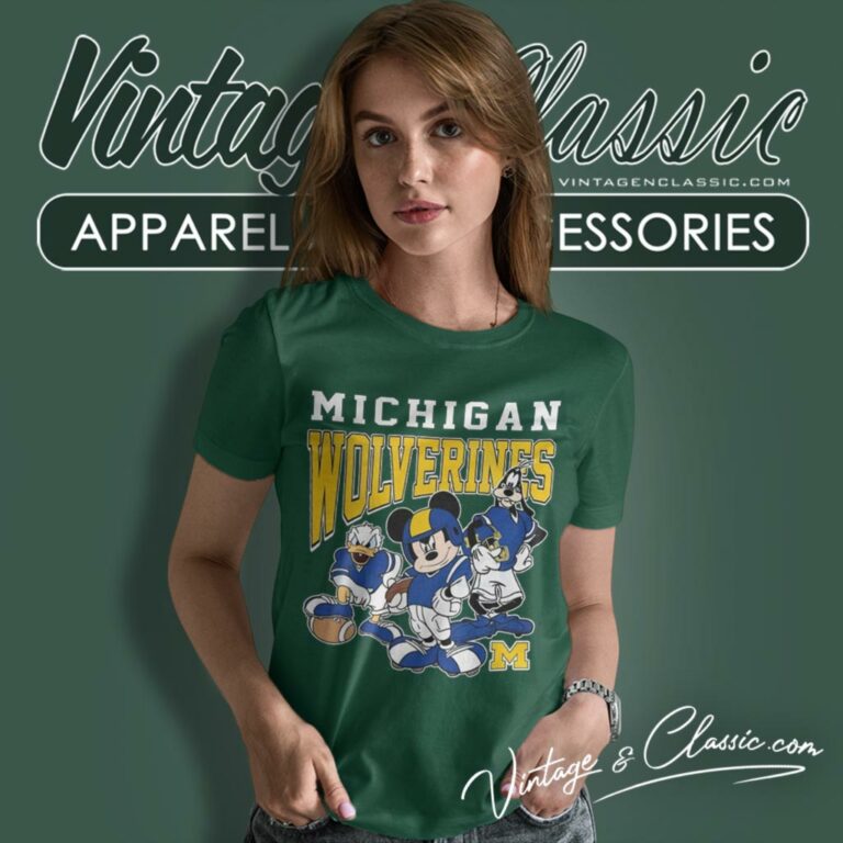 Michigan Wolverines Mickey Mouse Donald Duck Goofy Women T Shirt Michigan Wolverines Mickey Mouse Donald Duck Goofy Women T Shirt