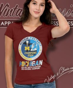 Michigan Wolverines National Champions And Detroit Lion Nfc North Champions 2024 V Neck TShirt