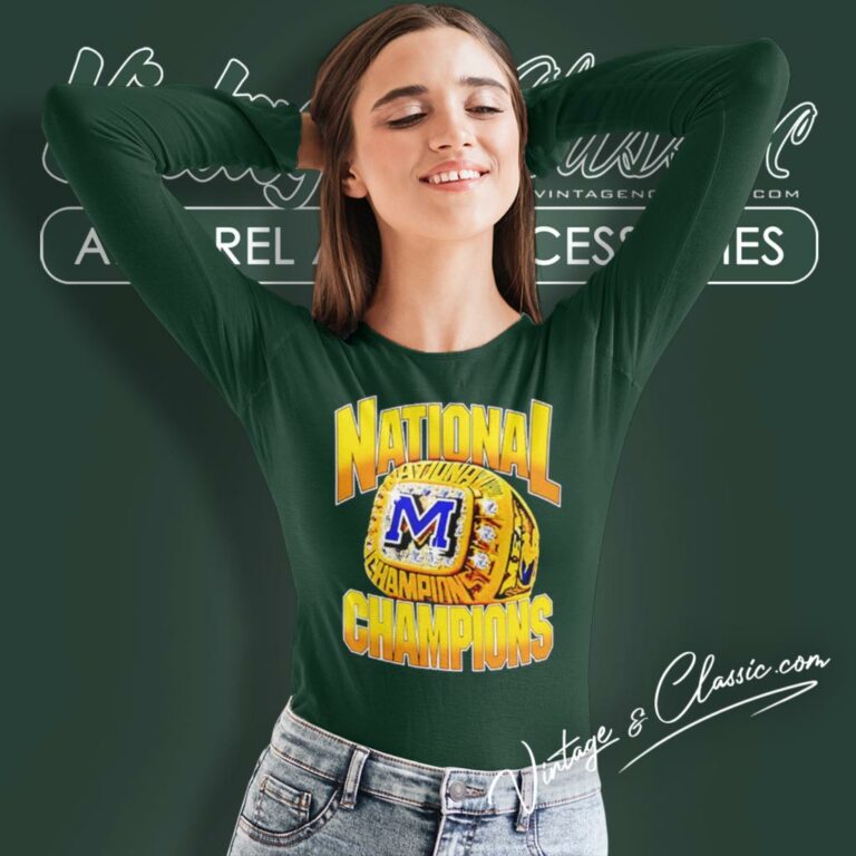 Michigan Wolverines National Champions Ring Long Sleeve Tee Michigan Wolverines National Champions Ring Long Sleeve Tee