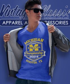 Michigan Wolverines National Championship 2024 Houston Tx V Neck TShirt