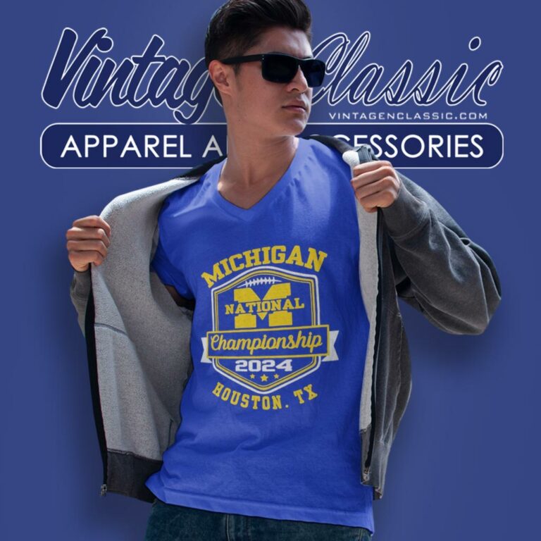 Michigan Wolverines National Championship 2024 Houston Tx V Neck TShirt Michigan Wolverines National Championship 2024 Houston Tx V Neck TShirt