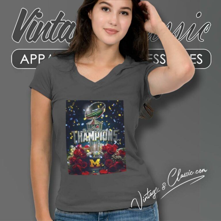Michigan Wolverines Rose Bowl Champions Are Maize And Blue 2024 V Neck TShirt Michigan Wolverines Rose Bowl Champions Are Maize And Blue 2024 V Neck TShirt
