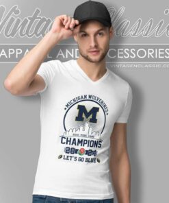 Michigan Wolverines Rose Bowl Game 2024 Lets Go Blue V Neck TShirt 1