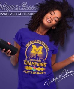 Michigan Wolverines Rose Bowl Game Champions 2024 Lets Go Blue Women TShirt 1