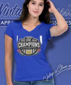 Michigan Wolverines Rose Bowl Game Champions 2024 V Neck TShirt 1