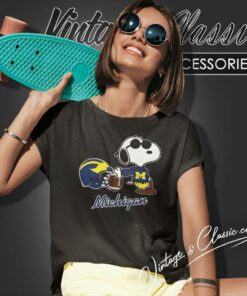 Michigan Wolverines Snoopy Joe Cool Women T Shirt