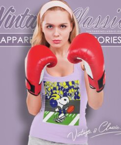 Michigan Wolverines Snoopy Wearing Maize And Blue Tank Top Racerback