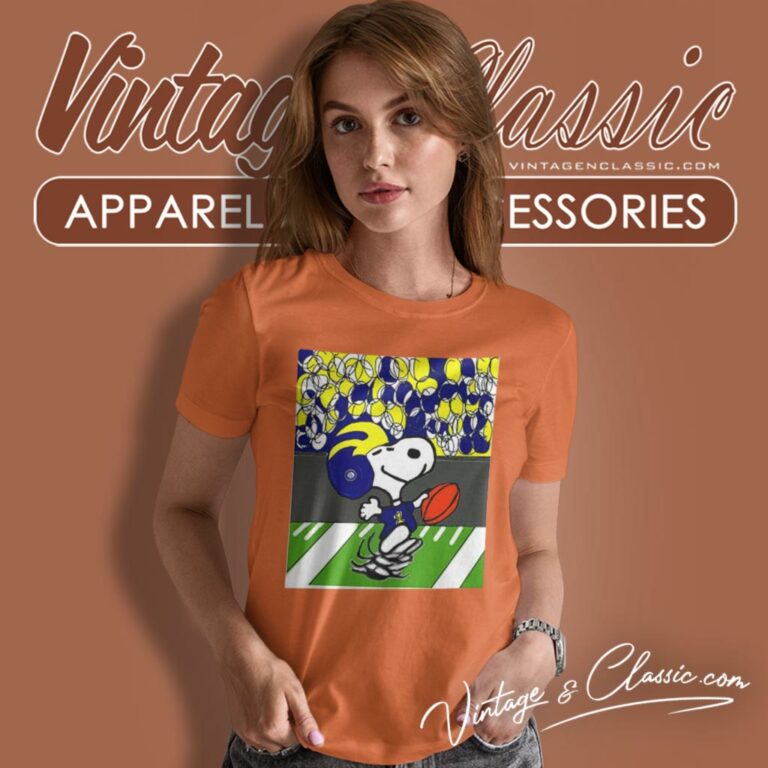 Michigan Wolverines Snoopy Wearing Maize And Blue Women T Shirt Michigan Wolverines Snoopy Wearing Maize And Blue Women T Shirt