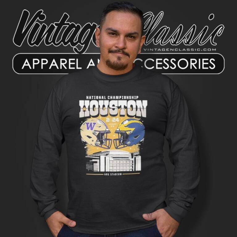Michigan Wolverines Vs Washington Huskies College Football Playoff 2024 National Championship Matchup Long Sleeve Tee Michigan Wolverines Vs Washington Huskies College Football Playoff 2024 National Championship Matchup Long Sleeve Tee