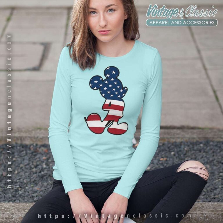 Mickey 4th Of July Patriotic America Long Sleeve Tee Mickey 4th Of July Patriotic America Long Sleeve Tee