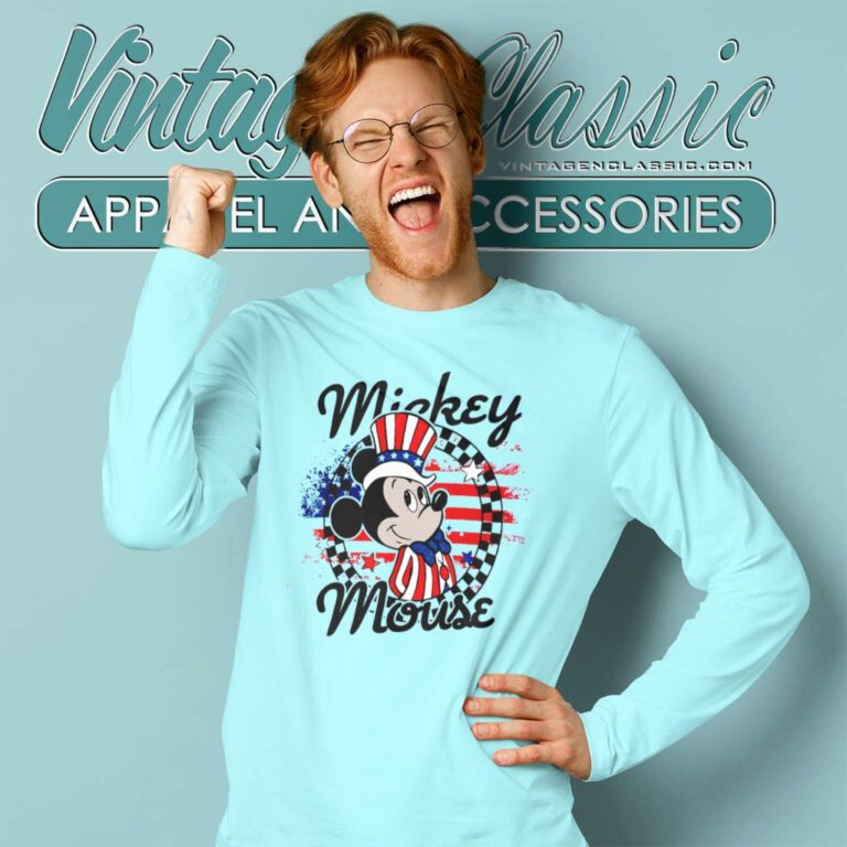 Mickey 4th Of July Usa Flag Long Sleeve Tee Mickey 4th Of July Usa Flag Long Sleeve Tee