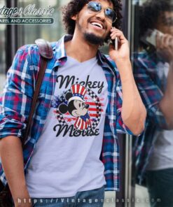 Mickey 4th Of July Usa Flag V Neck TShirt