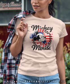 Mickey 4th Of July Usa Flag Women TShirt