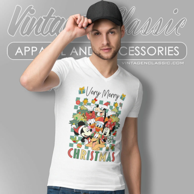 Mickey And Friends Disney Christmas V Neck TShirt Mickey And Friends Disney Christmas V Neck TShirt
