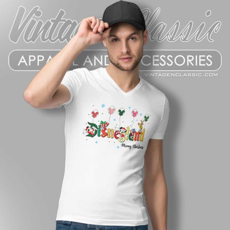 Mickey And Friends Disneyland Christmas V Neck TShirt Mickey And Friends Disneyland Christmas V Neck TShirt