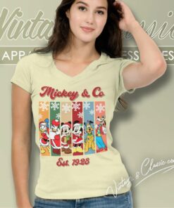Mickey And Friends Est 1928 Christmas V Neck TShirt