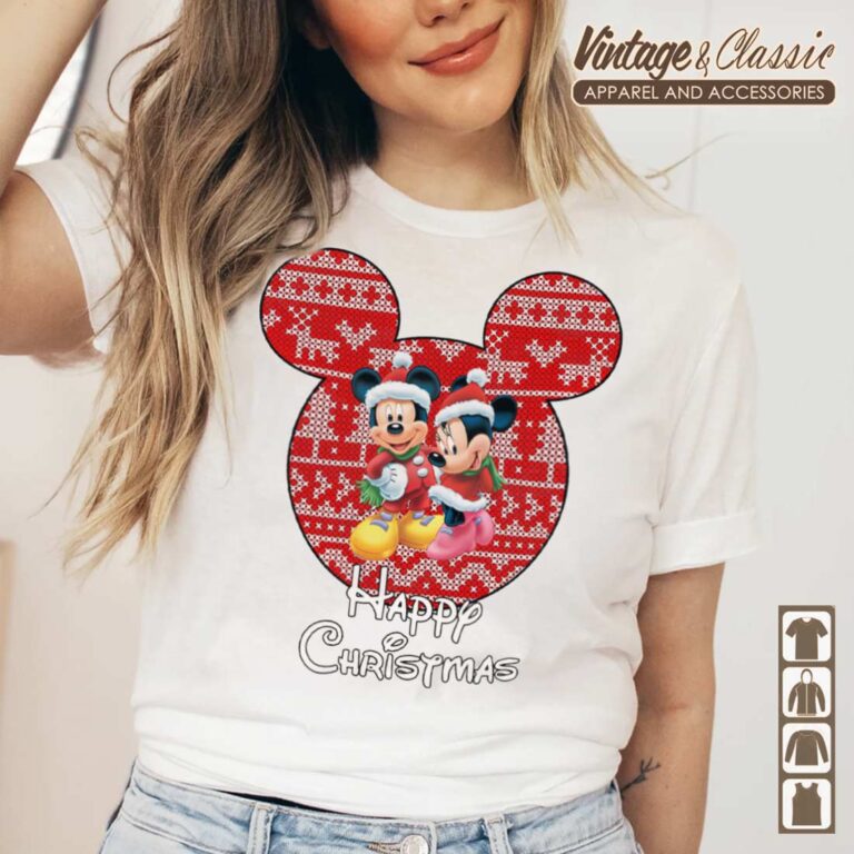 Mickey And Minnie Mouse Christmas white T shirt Mickey And Minnie Mouse Christmas white T shirt