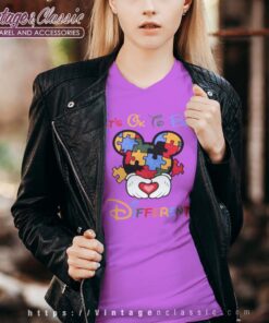 Mickey Autism Awareness Vneck Its Ok To Be Different Shirt