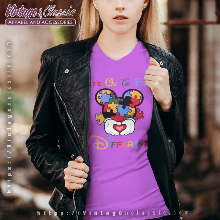 Mickey Autism Awareness Vneck Its Ok To Be Different Shirt Mickey Autism Awareness Vneck Its Ok To Be Different Shirt