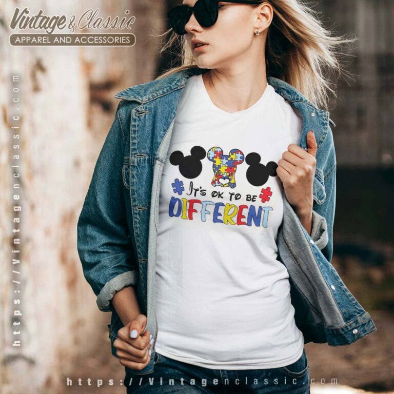 Mickey Autism Ok To Be Different Vneck Mickey Autism Ok To Be Different Vneck