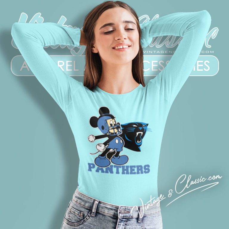 Mickey Carolina Panthers Football Team Long Sleeve Tee Mickey Carolina Panthers Football Team Long Sleeve Tee