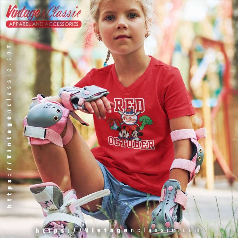 Mickey Disney Red October Phillies kids Vneck Mickey Disney Red October Phillies kids Vneck