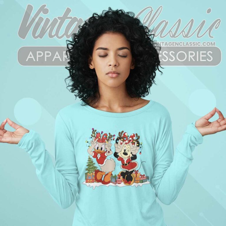 Minnie Donald Duck Christmas Lights Long Sleeve Tee Minnie Donald Duck Christmas Lights Long Sleeve Tee