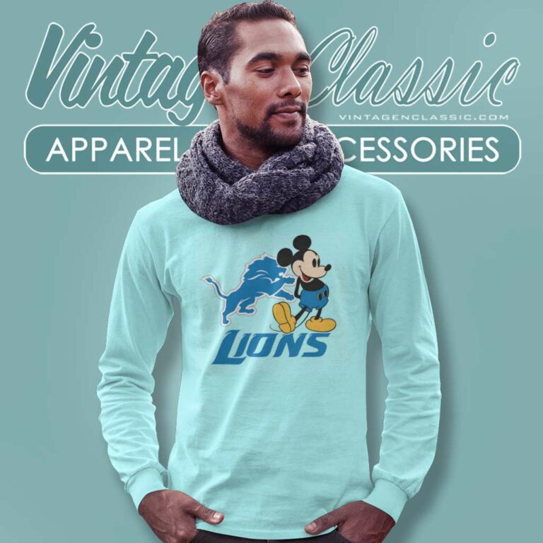 Mickey Football Detroit Lions Logo Long Sleeve Tee Mickey Football Detroit Lions Logo Long Sleeve Tee