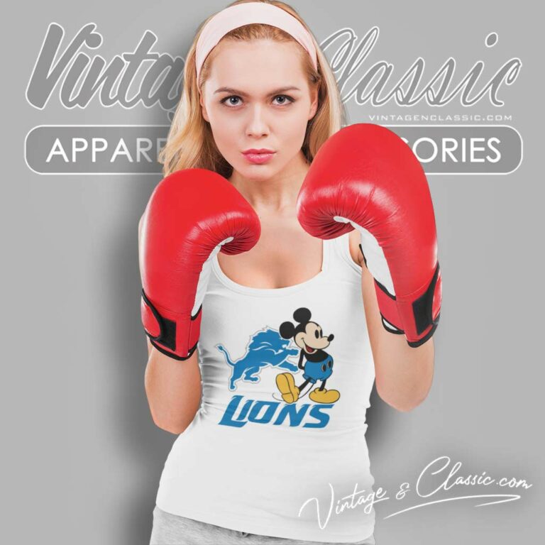 Mickey Football Detroit Lions Logo Tank Top Racerback Mickey Football Detroit Lions Logo Tank Top Racerback