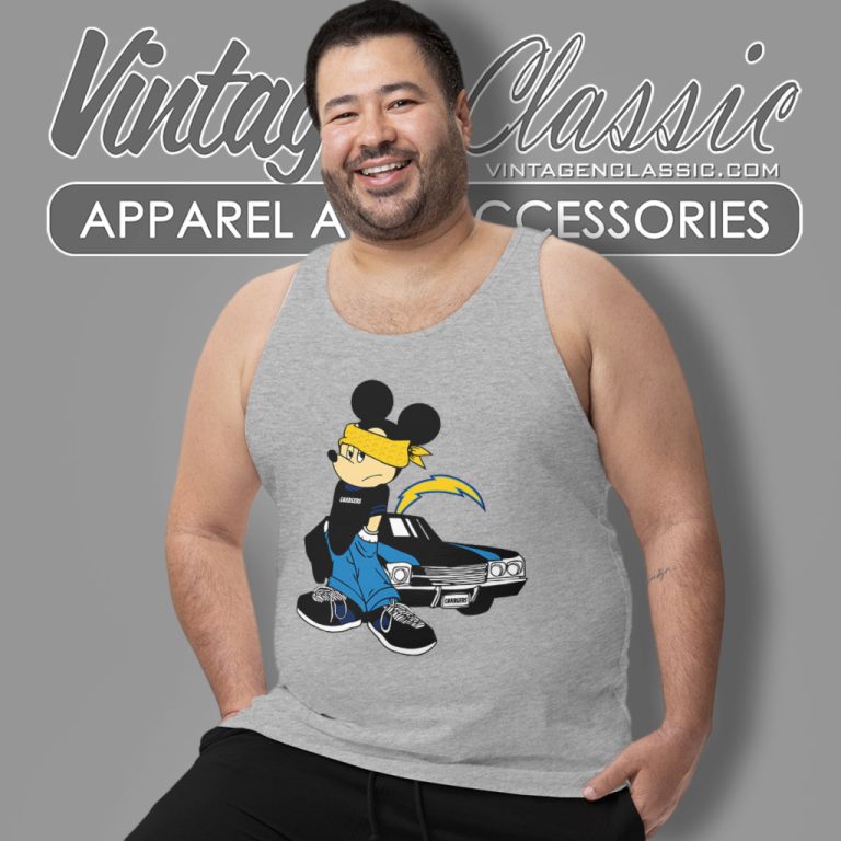 Mickey Gangster Car Los Angeles Chargers Tank Top Racerback Mickey Gangster Car Los Angeles Chargers Tank Top Racerback