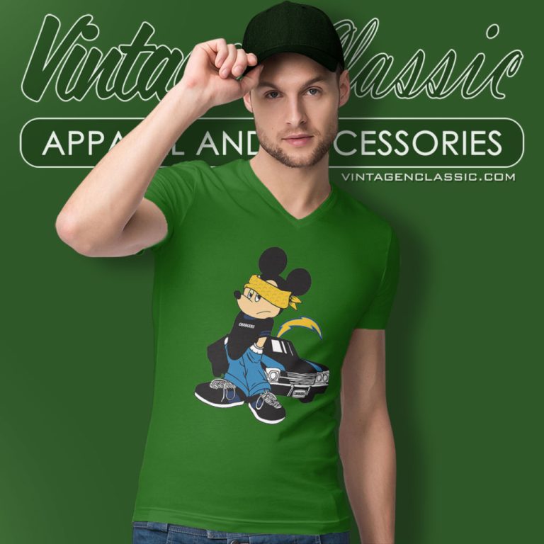 Mickey Gangster Car Los Angeles Chargers V Neck TShirt Mickey Gangster Car Los Angeles Chargers V Neck TShirt