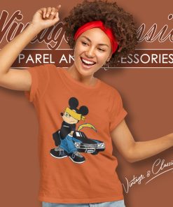 Mickey Gangster Car Los Angeles Chargers Women T Shirt