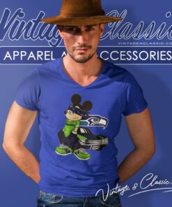 Mickey Gangster Seattle Seahawks V Neck TShirt