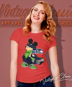 Mickey Gangster Seattle Seahawks Women T Shirt
