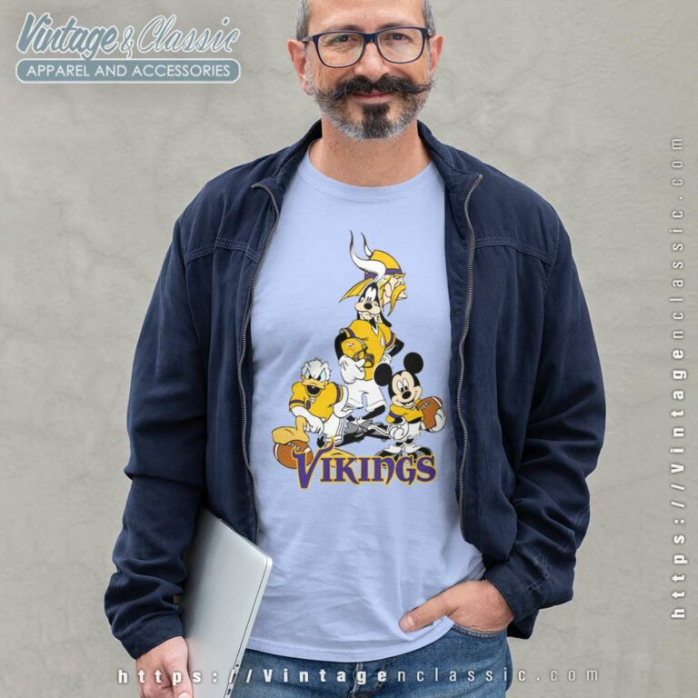 Mickey Goofy Donald Disney Minnesota Vikings Football Long Sleeve Tee Mickey Goofy Donald Disney Minnesota Vikings Football Long Sleeve Tee